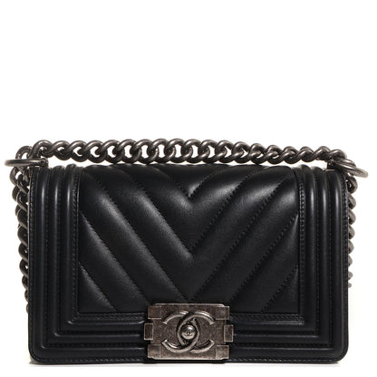 Chanel Calfskin Chevron Quilted Small Boy Flap Black 1 of 10