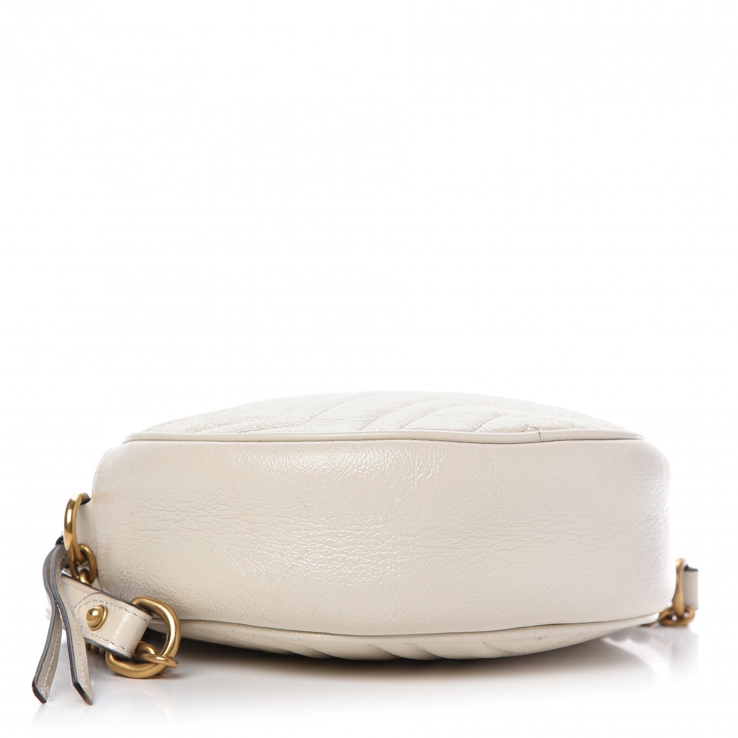 Gucci Calfskin Matelasse Mini GG Marmont Round Shoulder Bag White 4 of 9