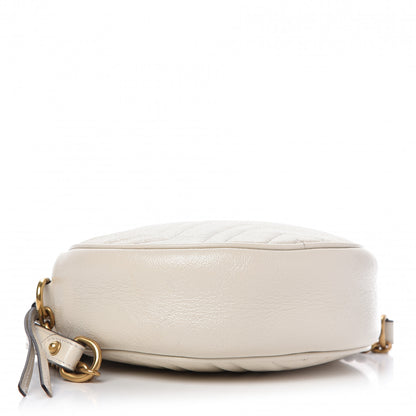 Gucci Calfskin Matelasse Mini GG Marmont Round Shoulder Bag White 4 of 9