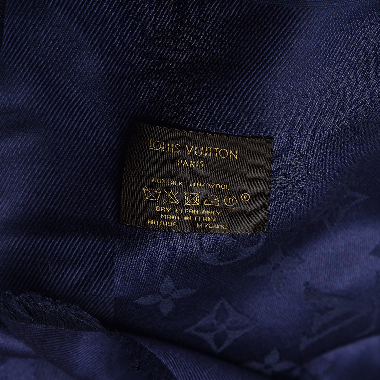 Louis Vuitton Silk Wool Monogram Shawl Night Blue 5 of 6