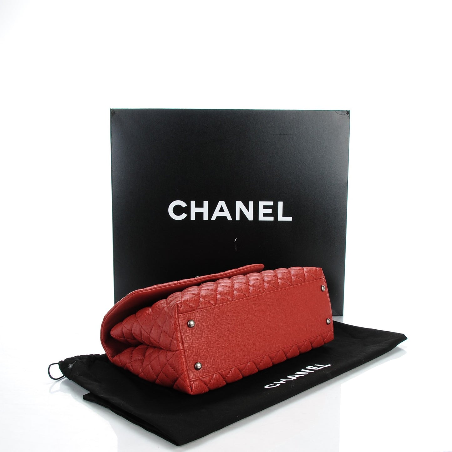 Caviar Quilted Medium Coco Handle Flap Dark Red