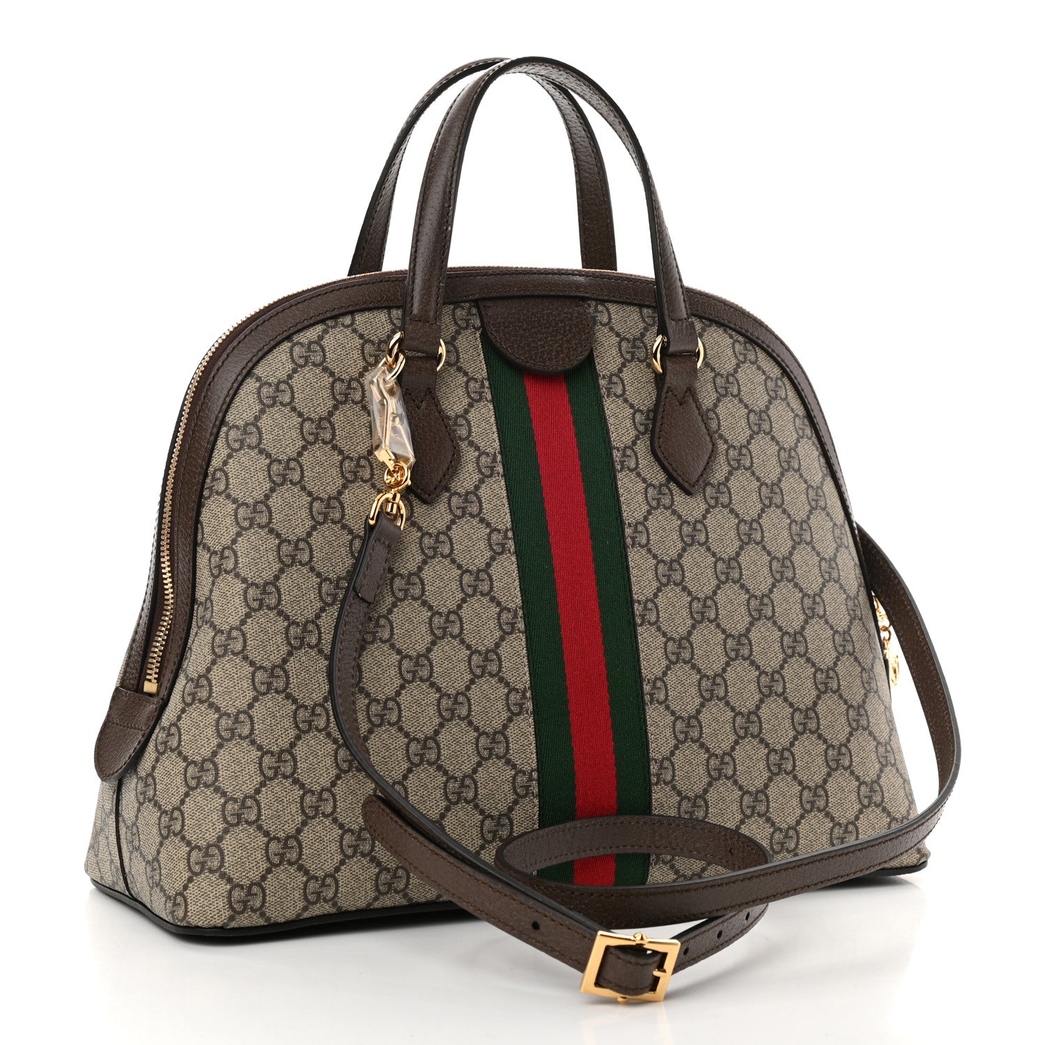 Gucci GG Supreme Monogram Web Medium Ophidia Top Handle Dome Bag Brown 3 of 10