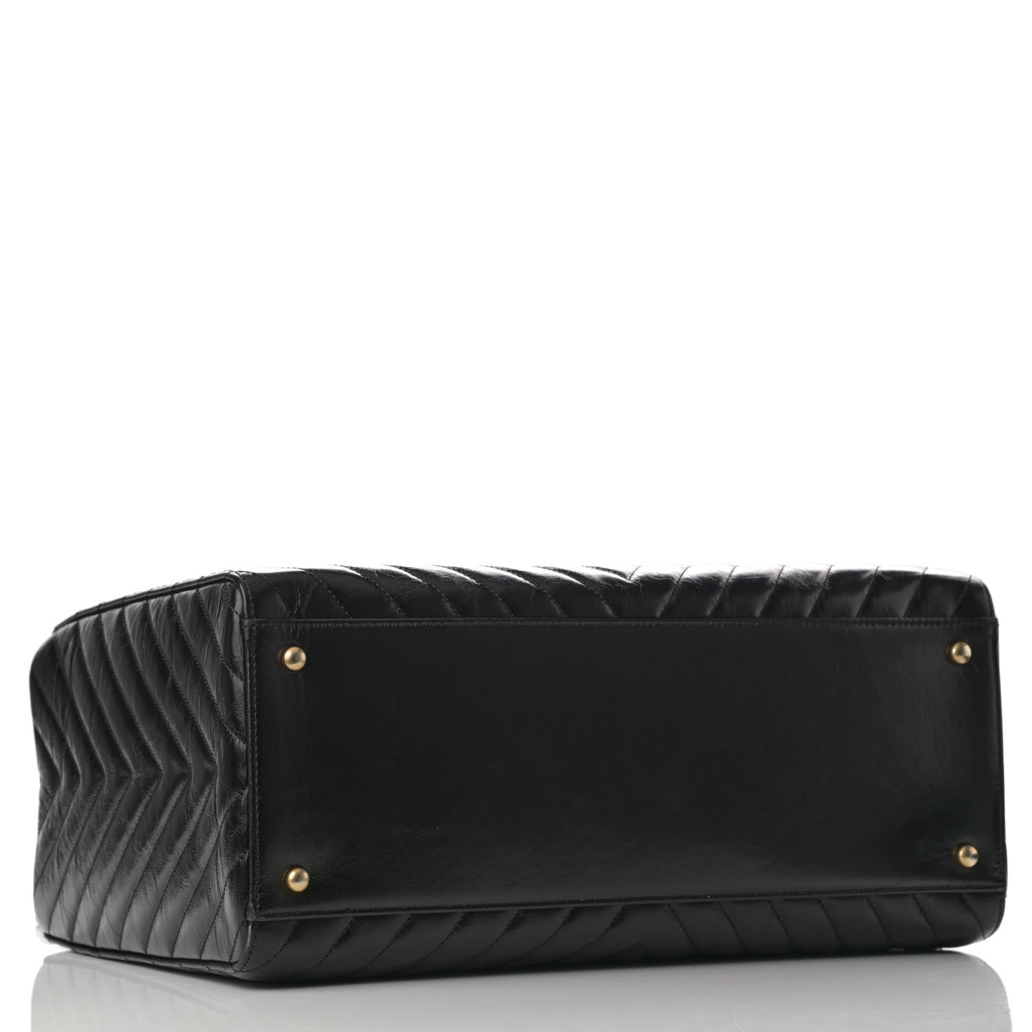 Chanel Aged Calfskin Chevron Large Coco Handle Shopping Tote Black 4 of 11