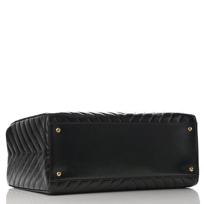 Chanel Aged Calfskin Chevron Large Coco Handle Shopping Tote Black 4 of 11