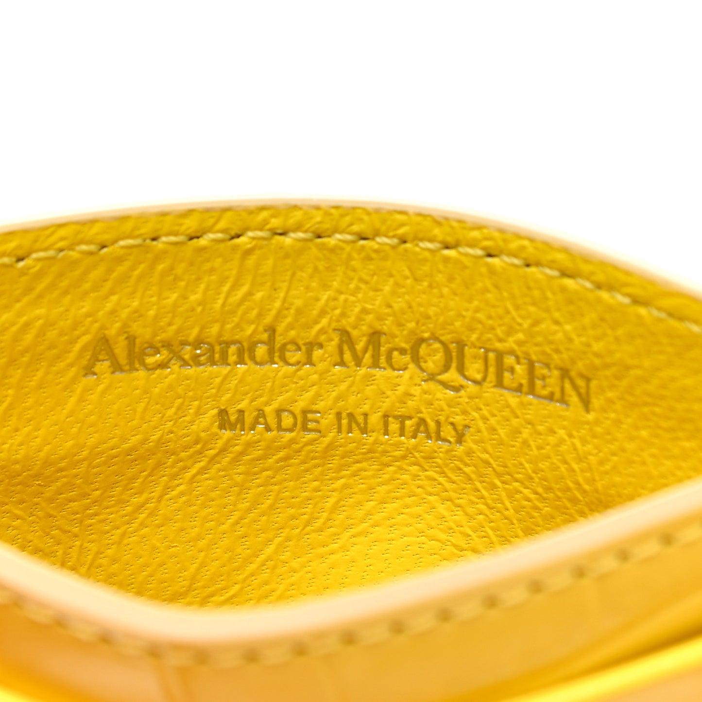 Calfskin Crocodile Embossed Skull Card Holder Pop Yellow