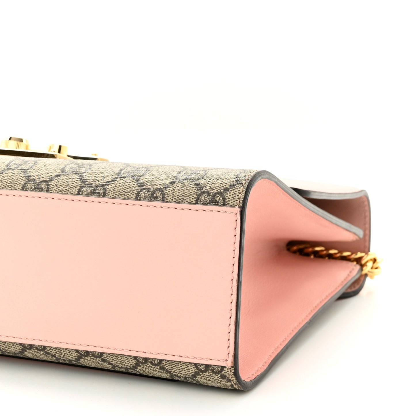 GG Supreme Monogram Calfskin Medium Padlock Shoulder Bag Beige Perfect Pink