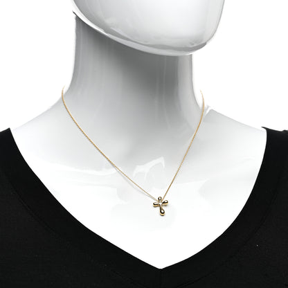 Tiffany 18K Yellow Gold 12mm Elsa Peretti Cross Pendant Necklace 2 of 4