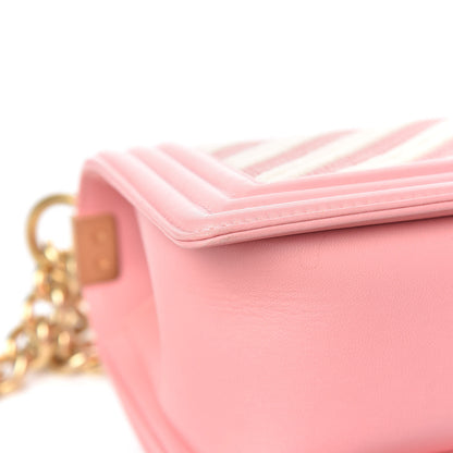Chanel Fabric Chevron Braided Medium Boy Flap Light Pink Ivory 13 of 15