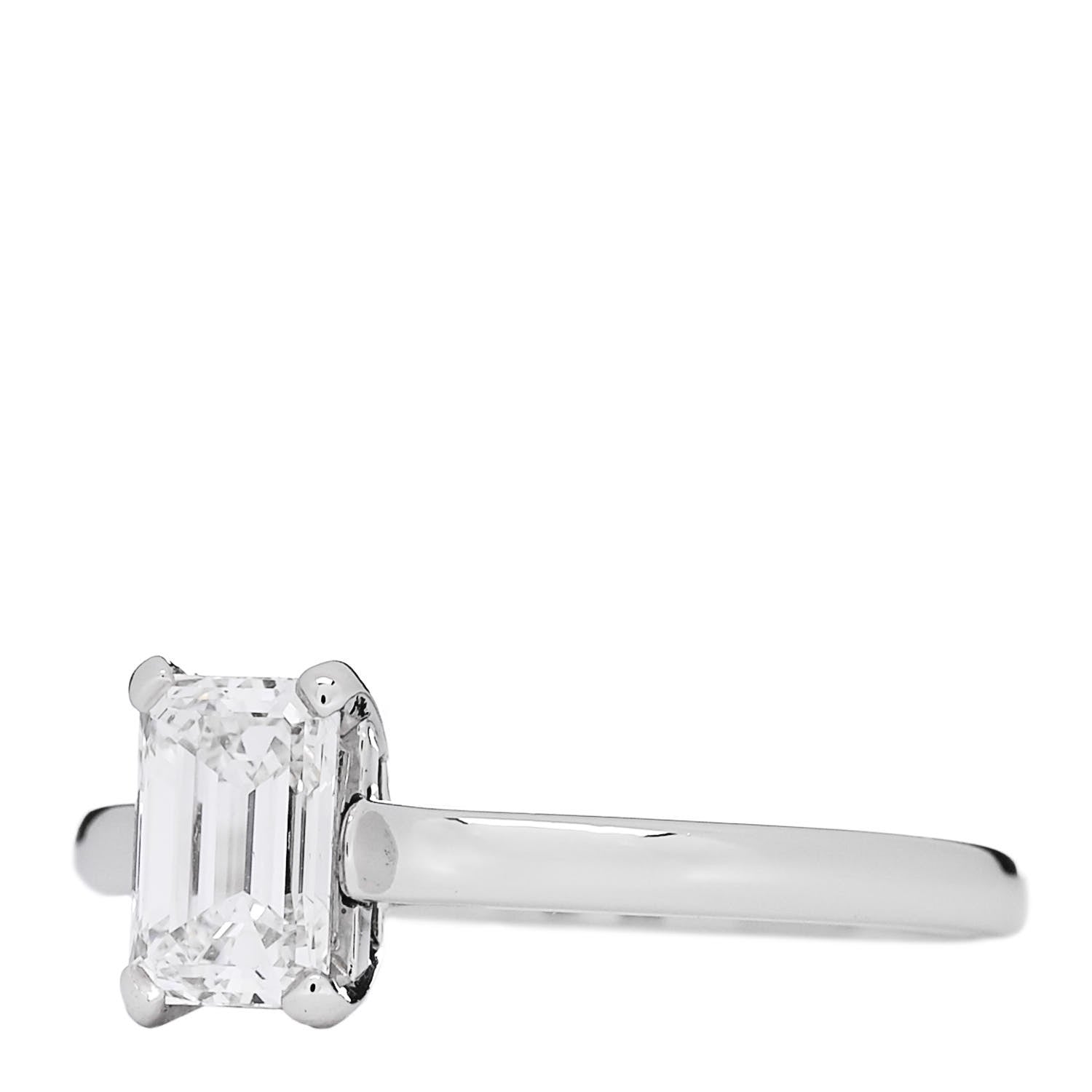Tiffany Platinum Diamond 1.01ct Emerald Cut Solitaire Engagement Ring 56 7.75 3 of 7