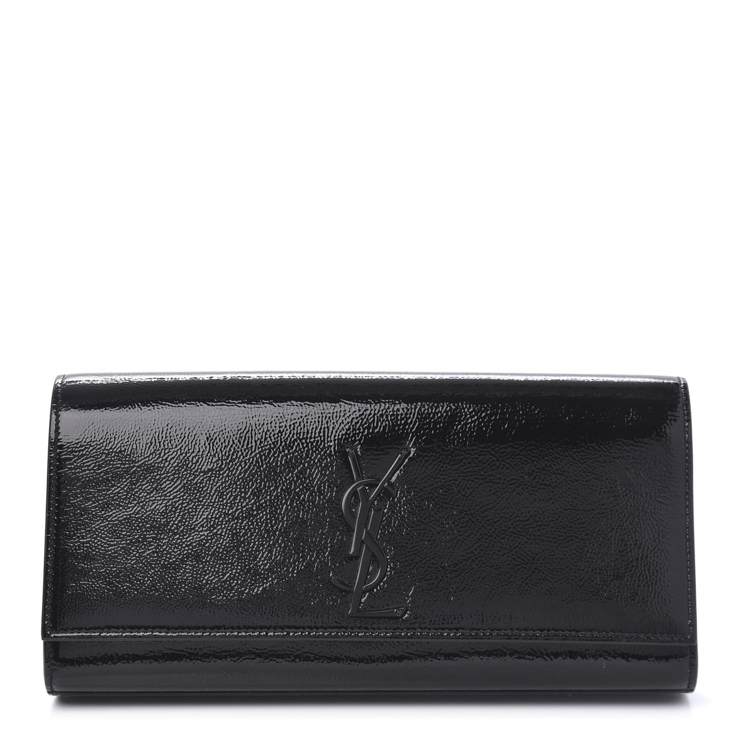 Textured Patent Classic Monogram Clutch Black