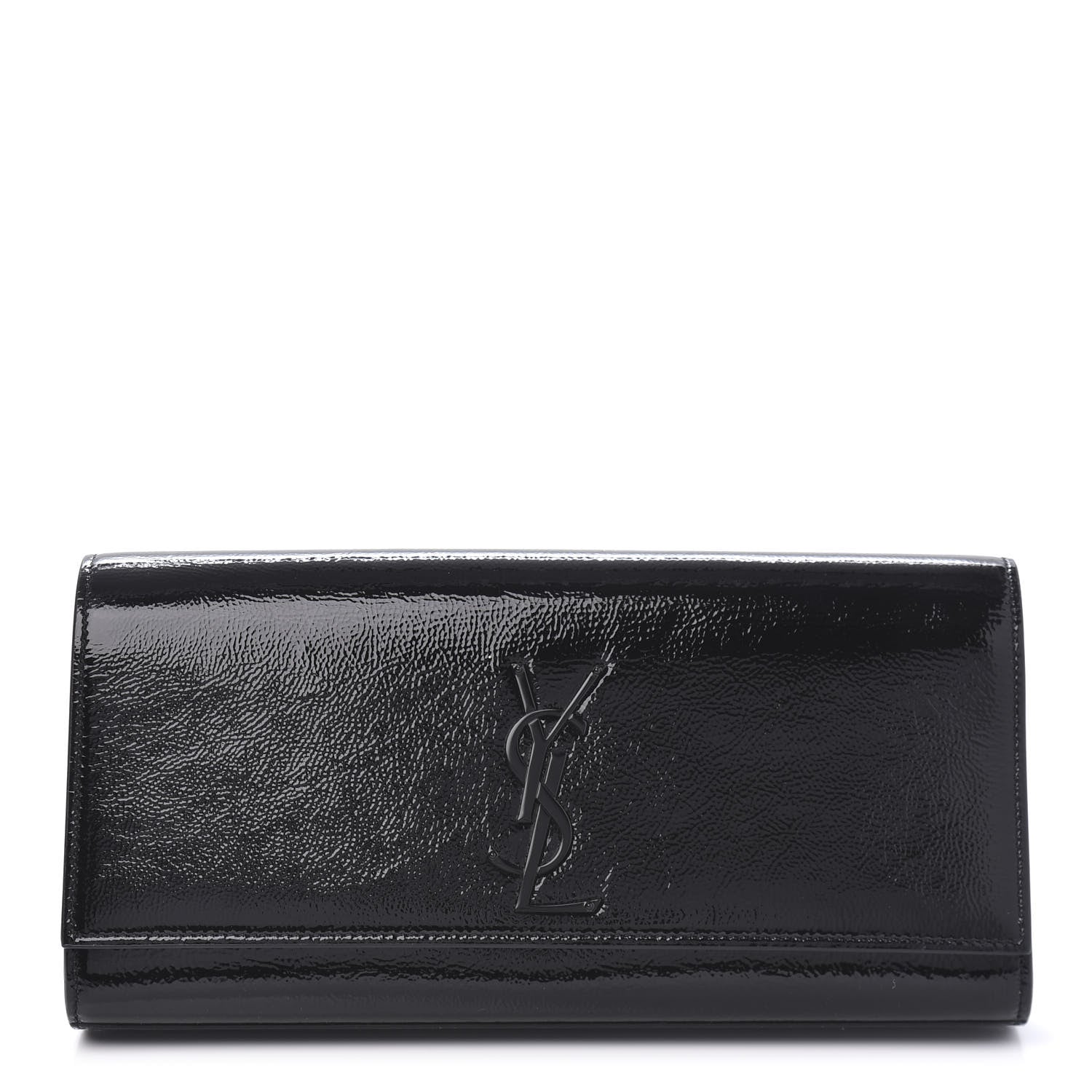 Saint Laurent Textured Patent Classic Monogram Clutch Black 1 of 9