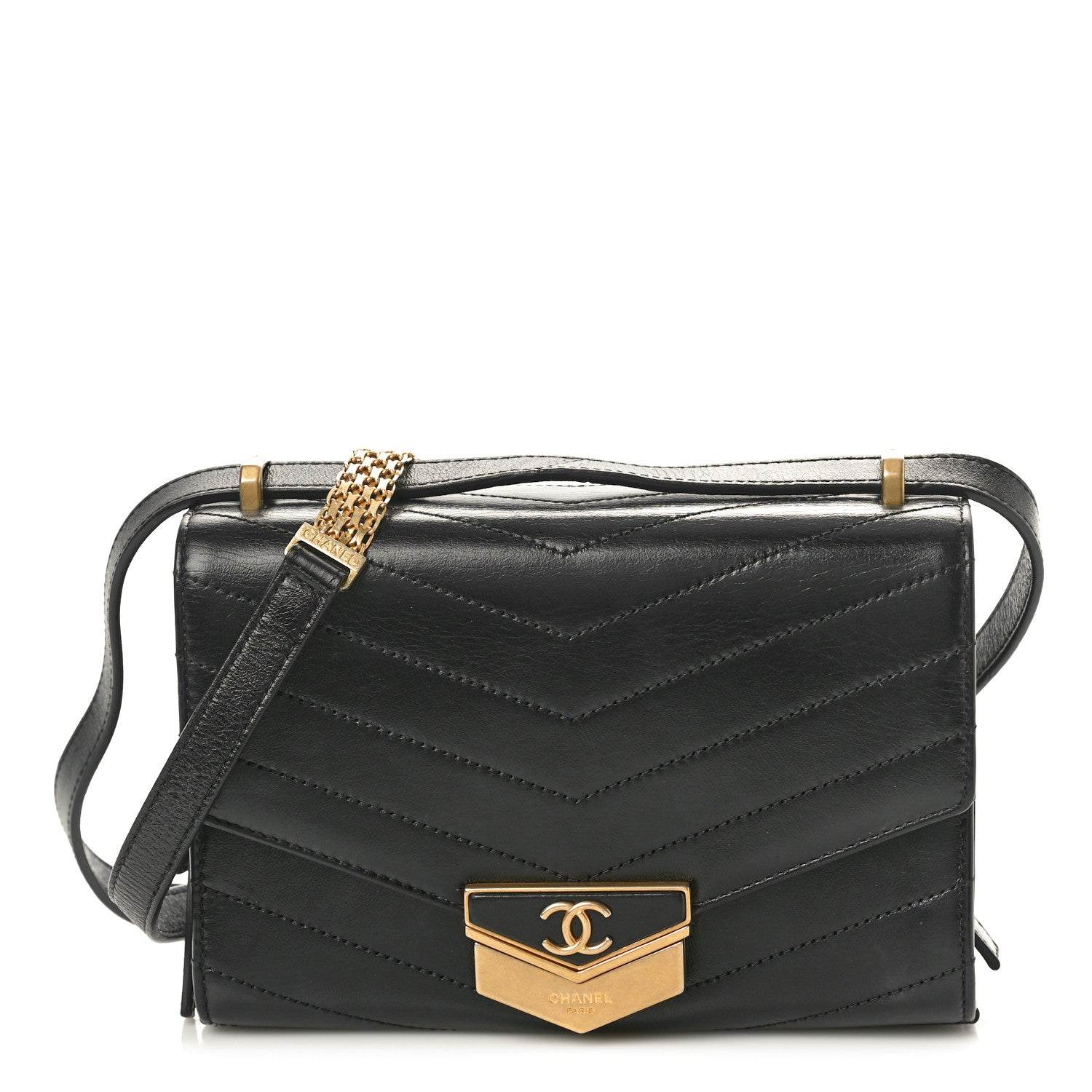 Chanel Calfskin Chevron Quilted Small Medal Flap Black 1 of 9