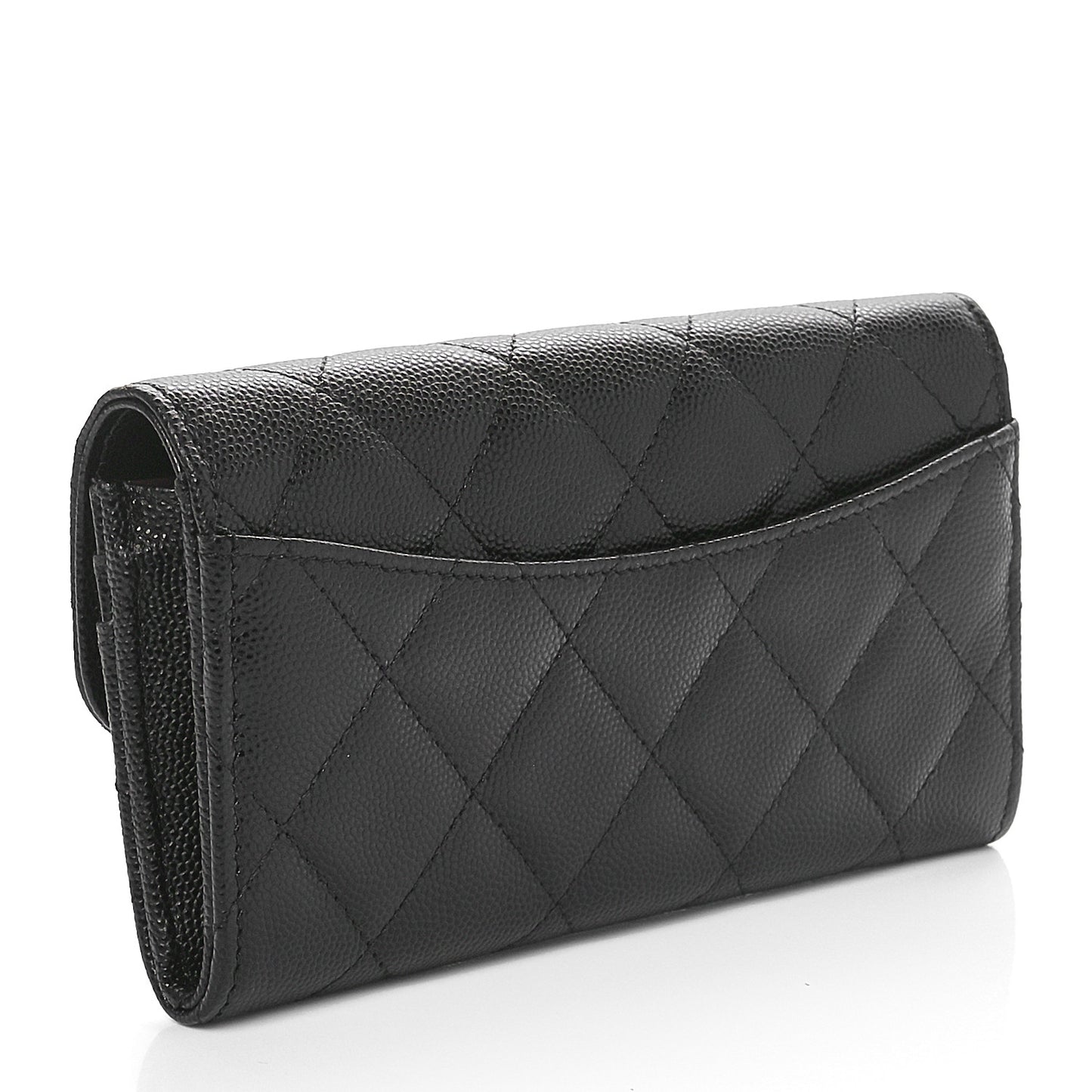 Caviar Quilted Medium Flap Wallet Black