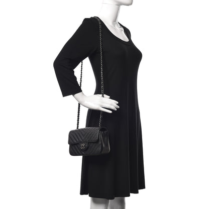 Chanel Iridescent Caviar Chevron Quilted Mini Rectangular Flap Black 2 of 10