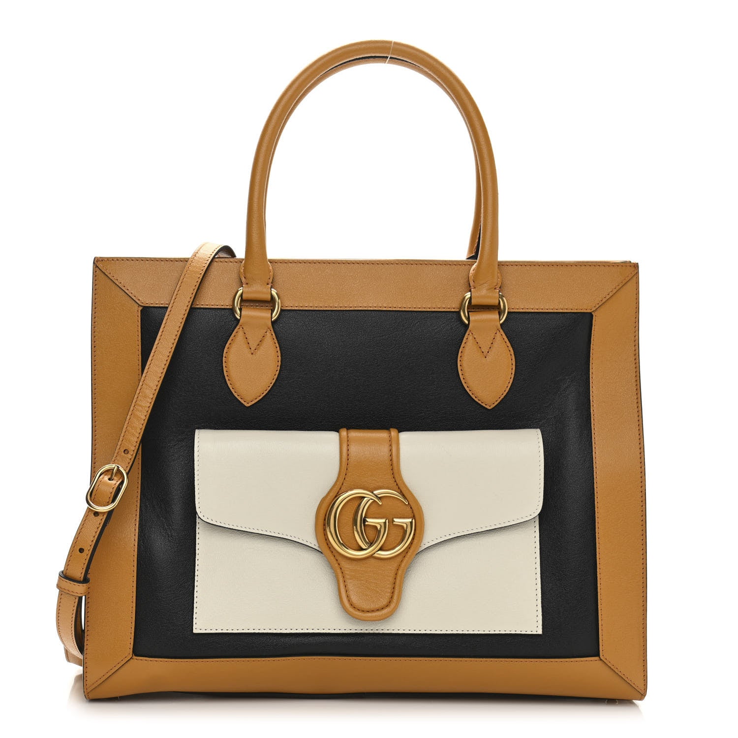 Gucci New Sakai Calfskin Lux Tri-Color Medium Dahlia Shoulder Bag Black Quarz Beige Mystic White 1 of 9
