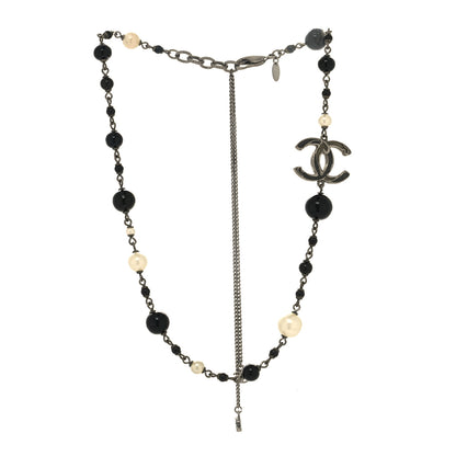 Chanel Beaded CC Short Necklace Ruthenium Black 3 of 5