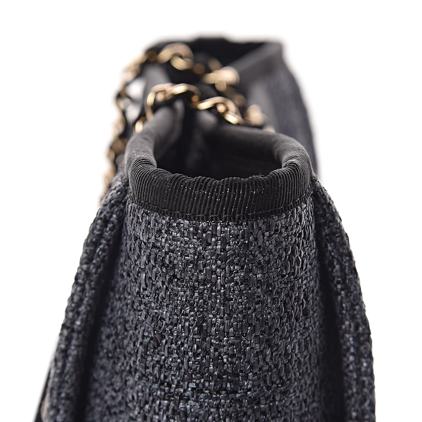 Woven Straw Raffia Mini Deauville Tote Black