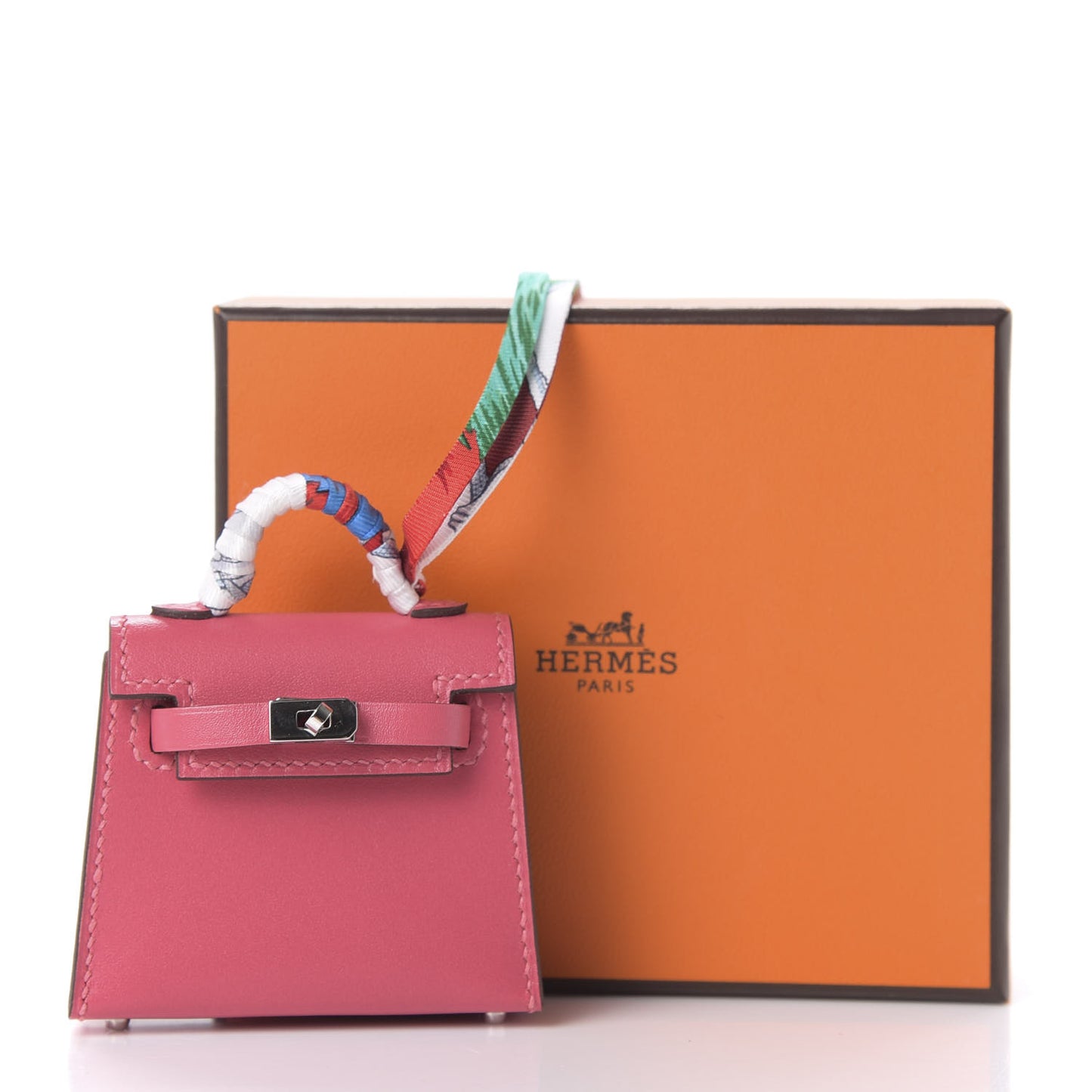 Tadelakt Mini Kelly Twilly Bag Charm Rose Lipstick