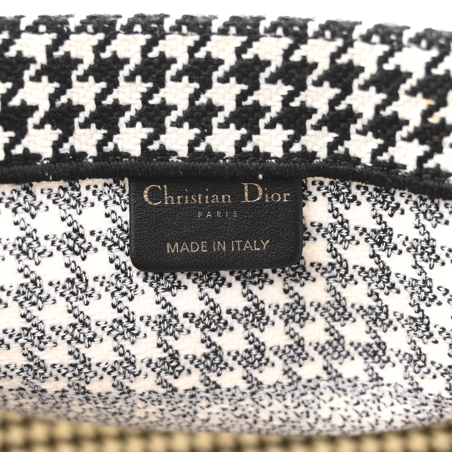 Canvas Houndstooth Embroidered Medium Book  Black White