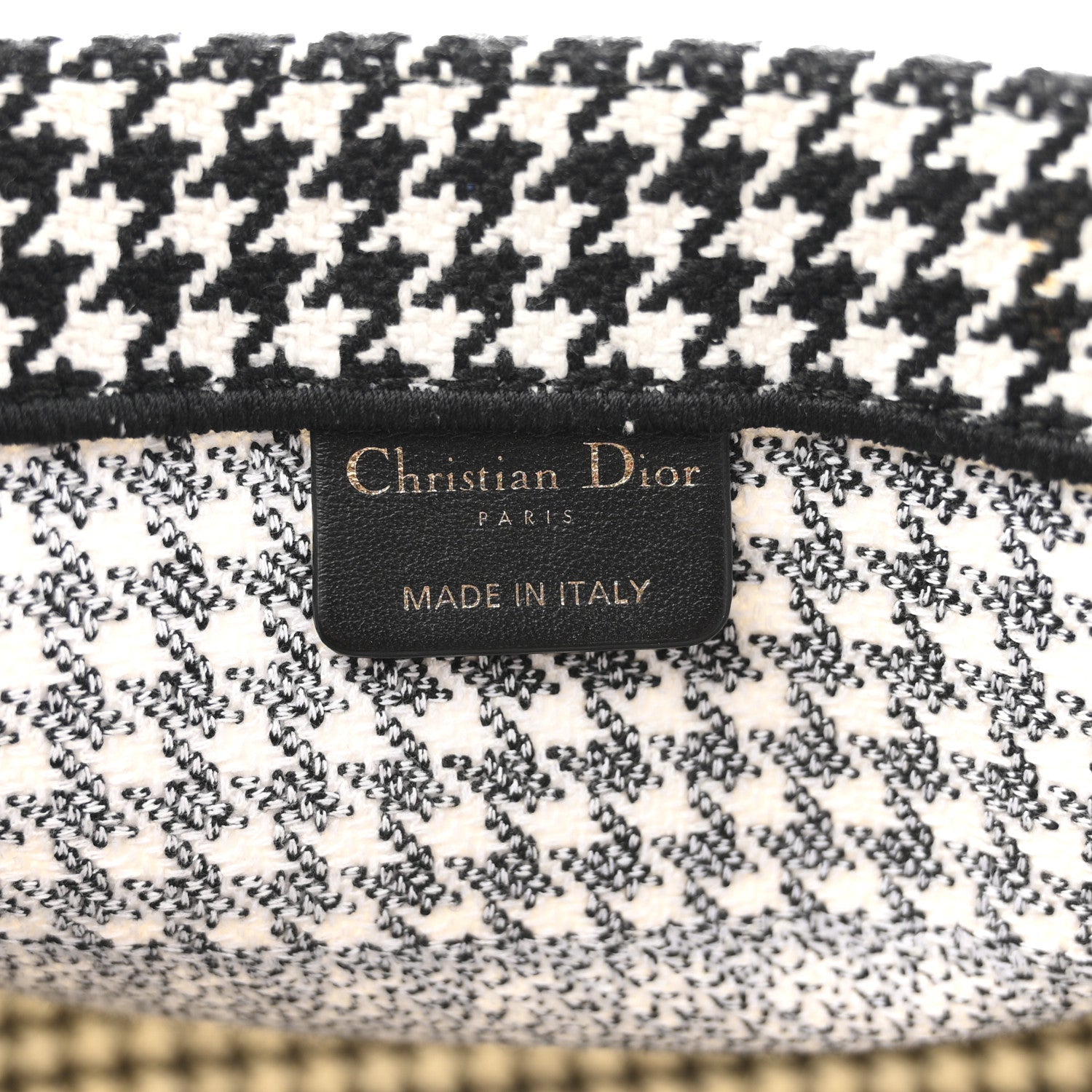 Christian Dior Canvas Houndstooth Embroidered Medium Book  Black White 6 of 14