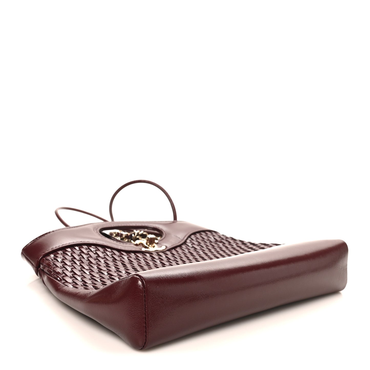 Shiny Lambskin Patent Calfskin Quilted Mini 31 Shopping Bag Dark Burgundy