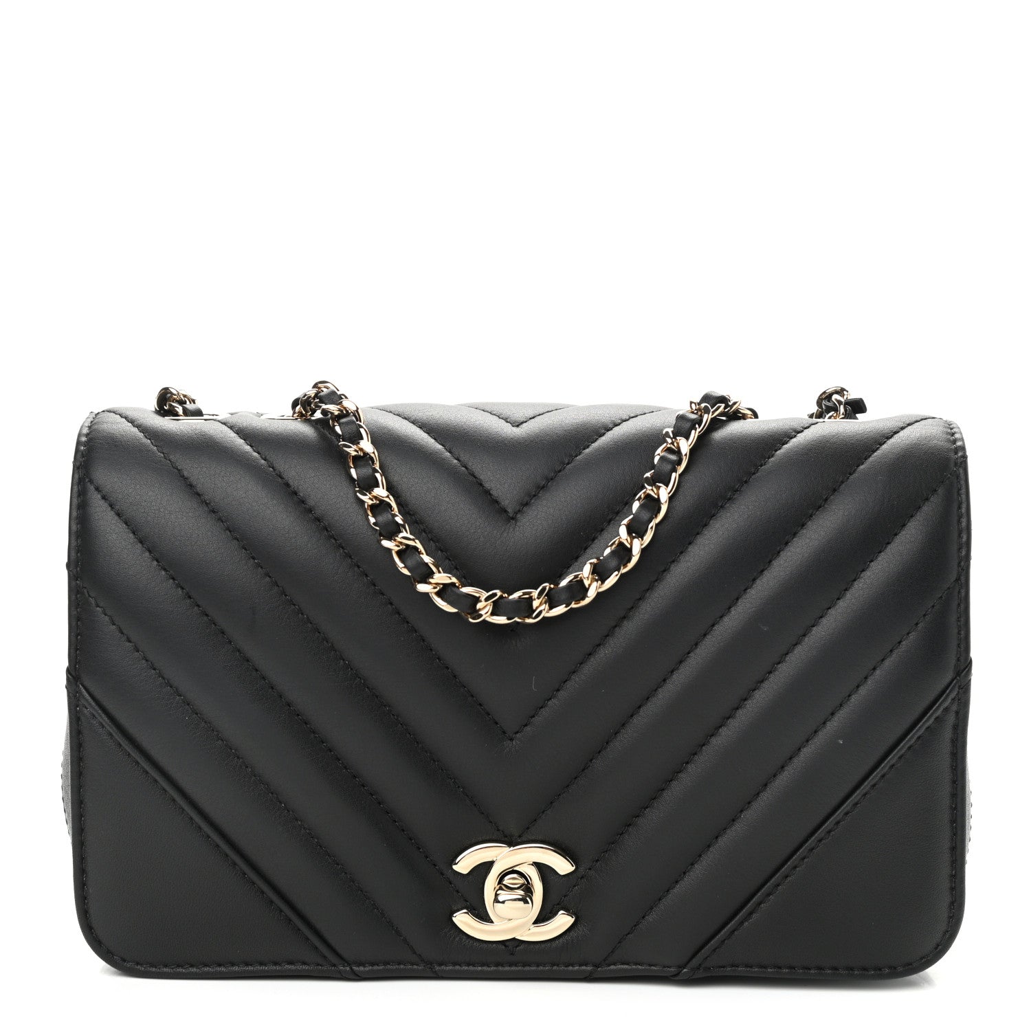 Chanel Calfskin Chevron Quilted Medium Statement Flap Black 1 of 12