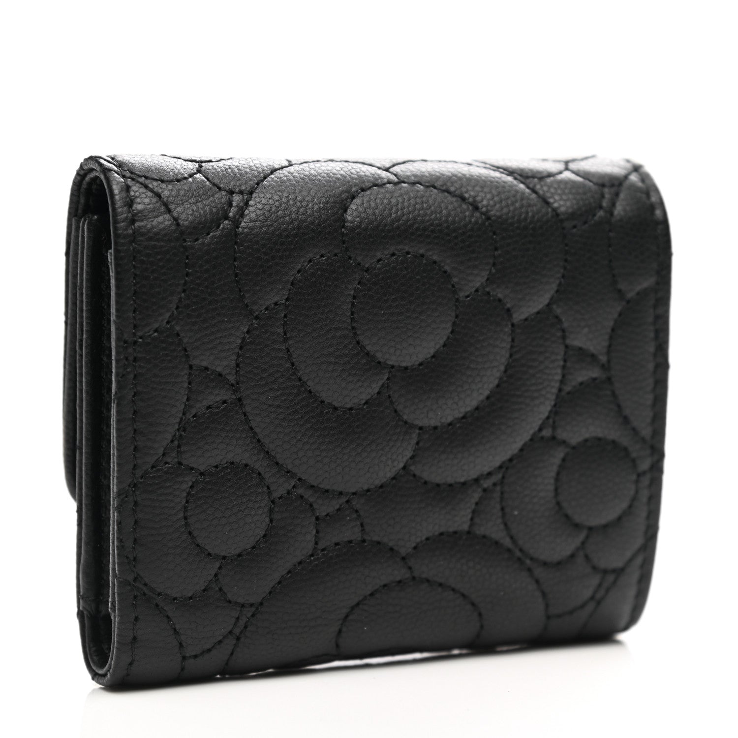 Chanel Caviar Camellia Embossed Compact Wallet Black 3 of 8