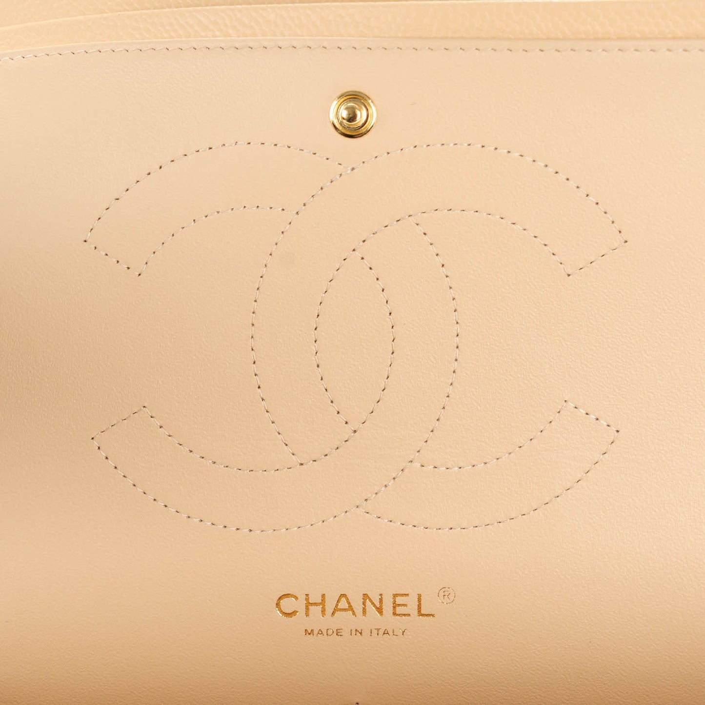 Caviar Quilted Jumbo Double Flap Beige Clair