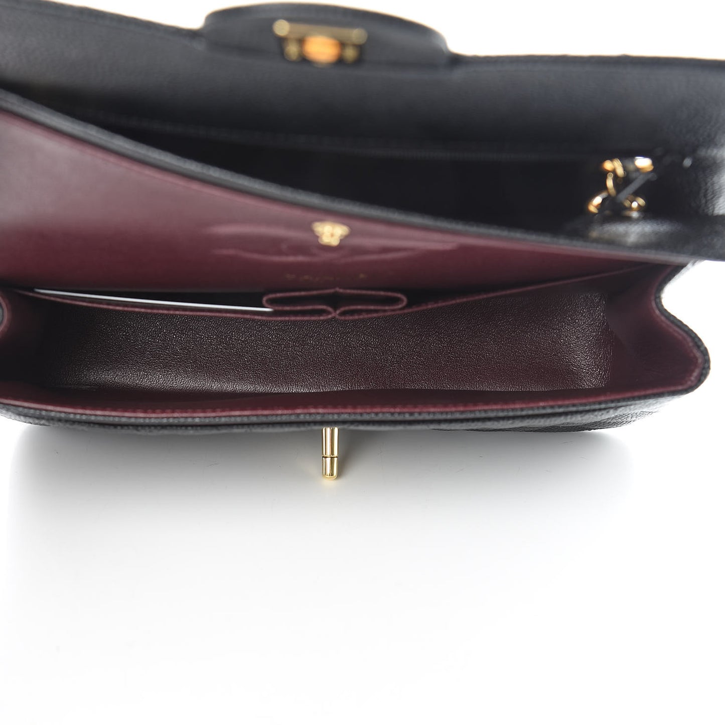 Caviar Quilted Medium Double Flap Black