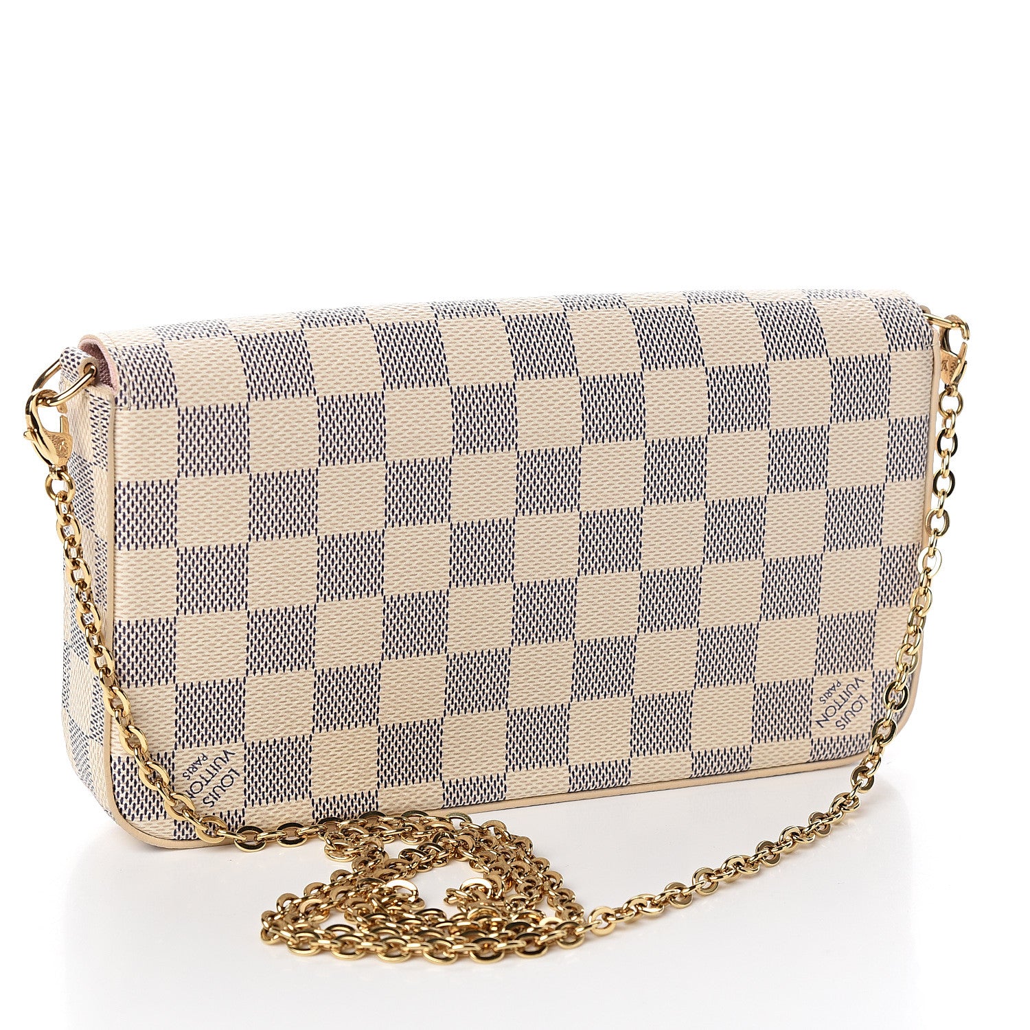 Louis Vuitton Damier Azur Pochette Felicie Chain Wallet Rose Ballerine 3 of 10