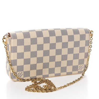 Louis Vuitton Damier Azur Pochette Felicie Chain Wallet Rose Ballerine 3 of 10