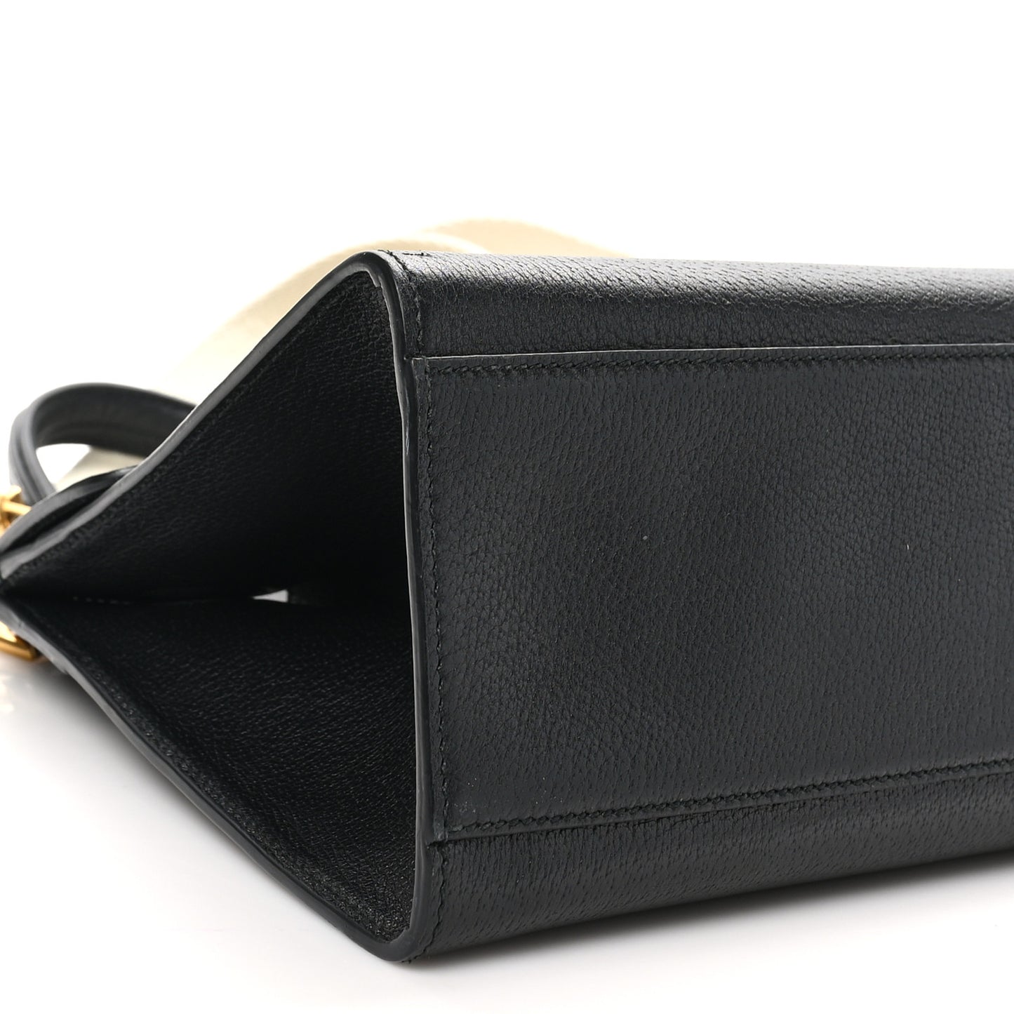 Grained Calfskin Web Crystal Butterfly Stripe Medium Totem Top Handle Bag Black