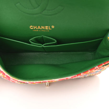 Chanel Tweed Quilted Medium Double Flap Green Multicolor 5 of 16