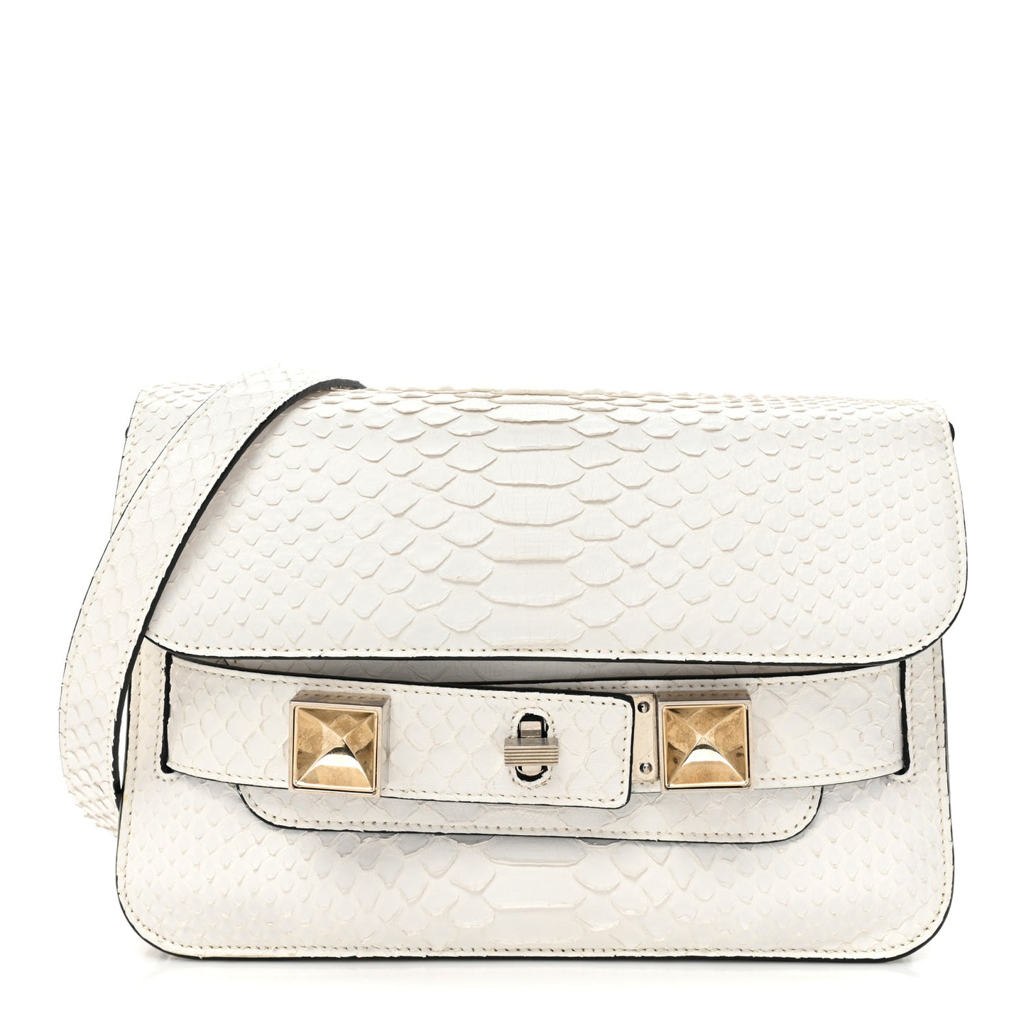 Snakeskin PS11 Mini Classic Shoulder Bag White