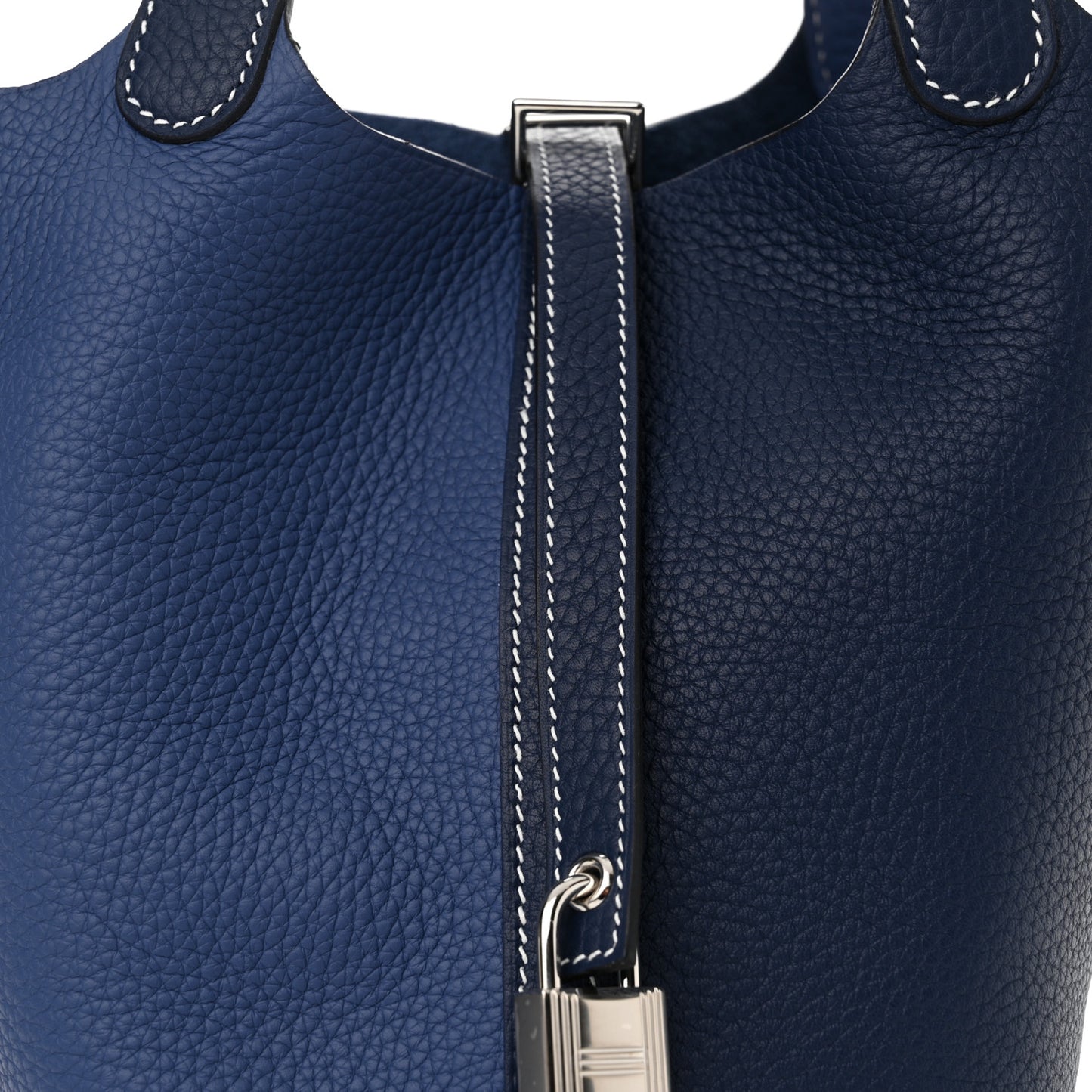 Taurillon Clemence Casaque Picotin Lock 18 PM Bleu Saphir Bleu Brighton
