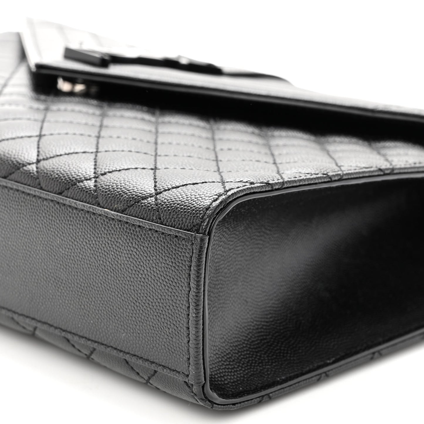 Grain De Poudre Textured Mixed Matelasse Large Triquilt Monogram Monochrome Satchel Black