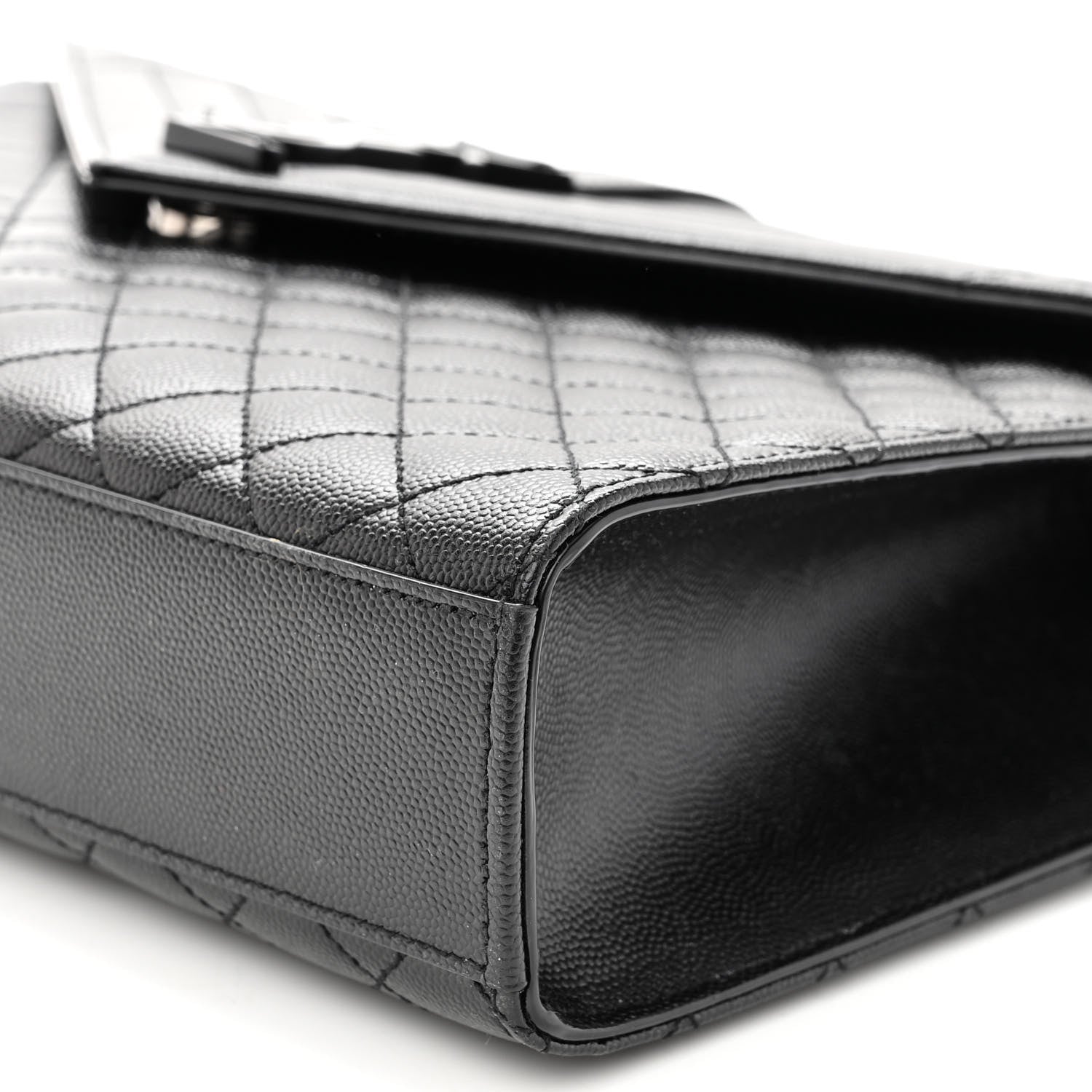 Saint Laurent Grain De Poudre Textured Mixed Matelasse Large Triquilt Monogram Monochrome Satchel Black 10 of 10