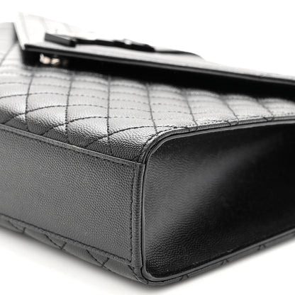 Saint Laurent Grain De Poudre Textured Mixed Matelasse Large Triquilt Monogram Monochrome Satchel Black 10 of 10
