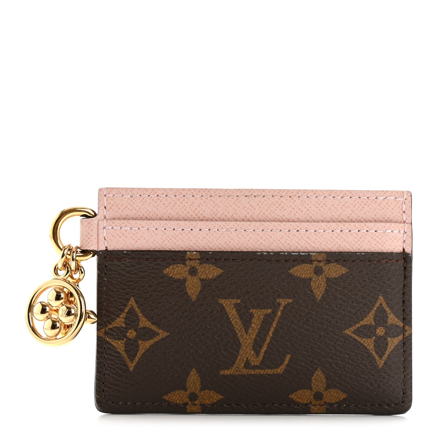 Monogram LV Charms Card Holder Rose Ballerine