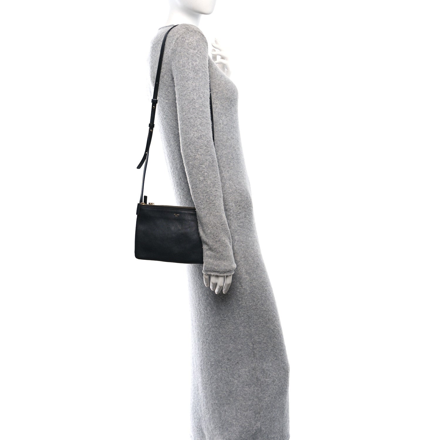 Celine Lambskin Small Trio Crossbody Bag Black 2 of 11