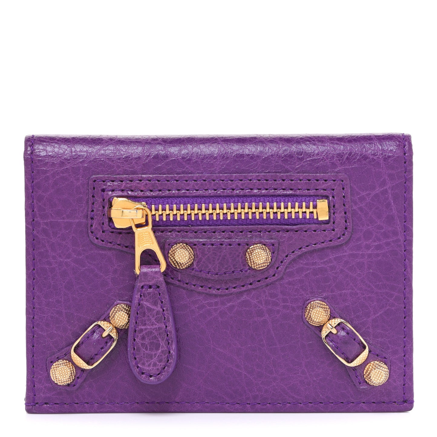 Agneau Giant 12 Gold Hardware Card Case Ultraviolet