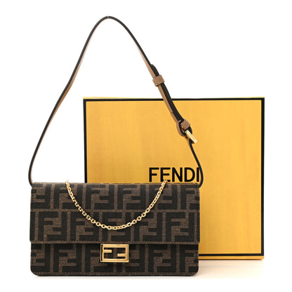 Fendi Fabric Jacquard FF 1974 Wallet On Chain Tobacco Moro 10 of 10