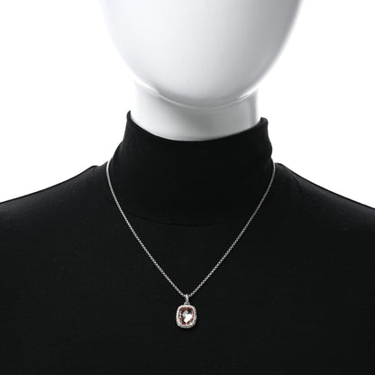 David Yurman Sterling Silver Diamond Morganite 12mm Noblesse Pendant Necklace 2 of 4
