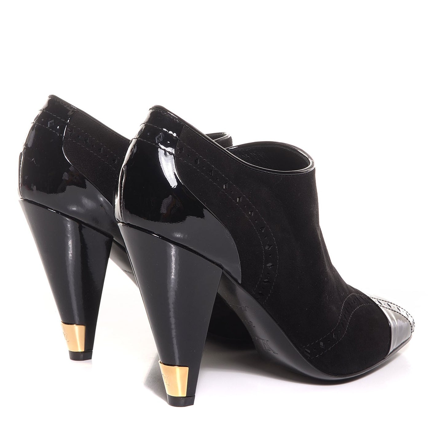 Patent Suede Cap Toe Mia Low Boots 39 Black