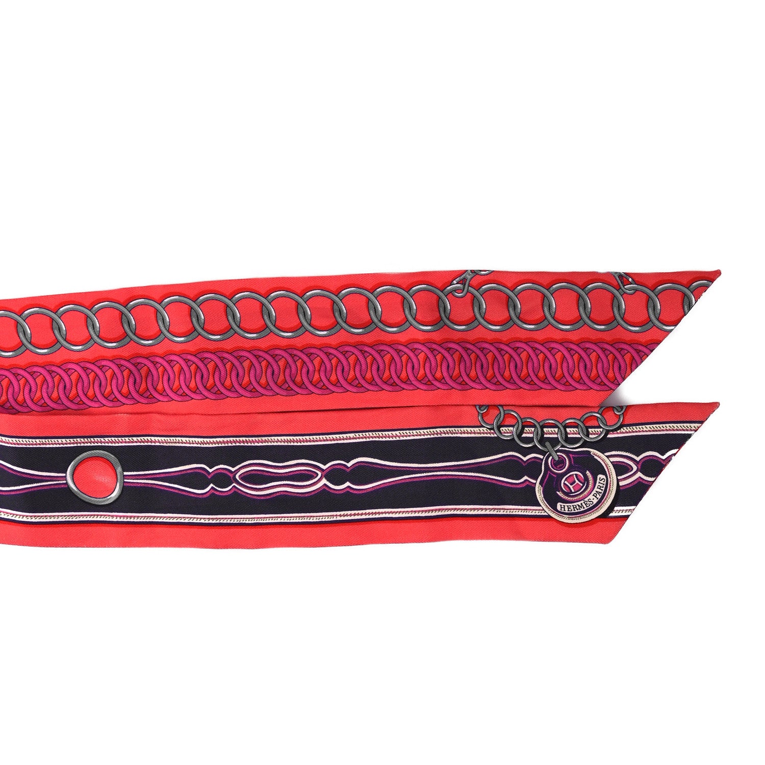 Hermes Silk Maillons Twilly Rouge Indigo Fuchsia 2 of 5