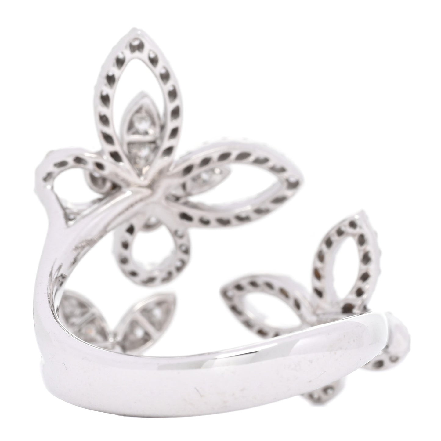 18K White Gold Diamond Triple Butterfly Silhouette Ring 53 6.5