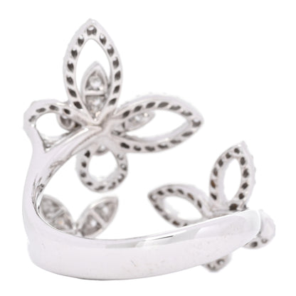 Graff 18K White Gold Diamond Triple Butterfly Silhouette Ring 53 6.5 2 of 3