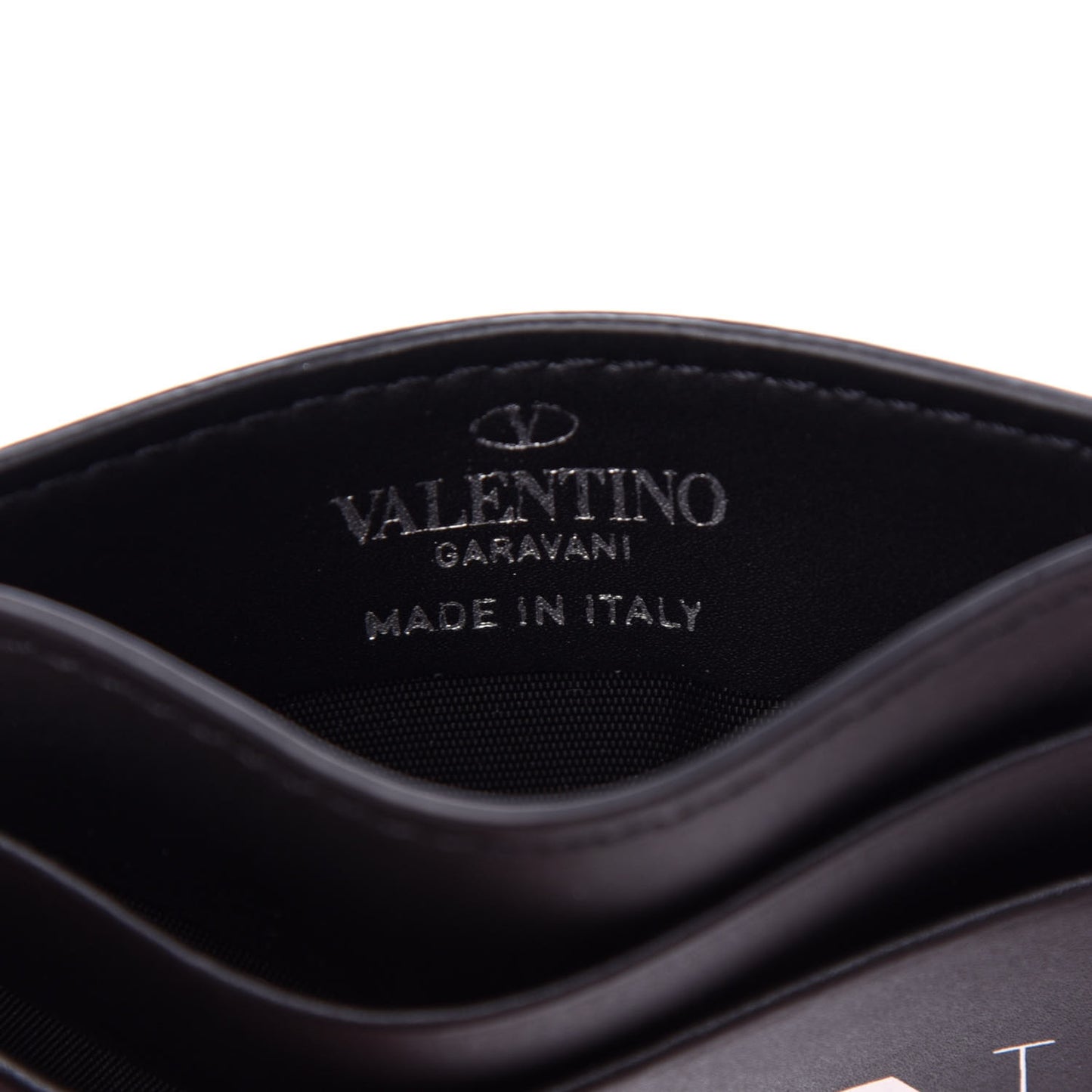Calfskin VLTN Card Holder Black White