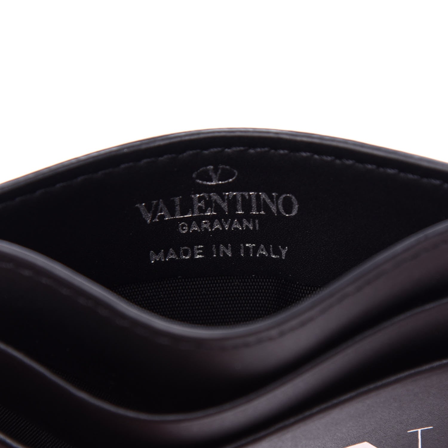 Valentino Garavani Calfskin VLTN Card Holder Black White 6 of 6