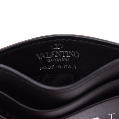 Valentino Garavani Calfskin VLTN Card Holder Black White 6 of 6
